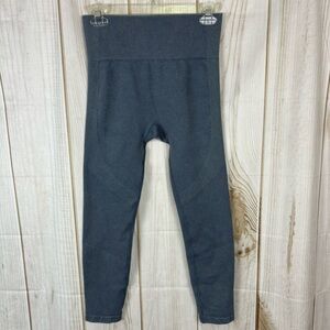 Leggings Hi-Rise Ribbed Stretchy Active Wear Seamless Blue Size Small/Medium